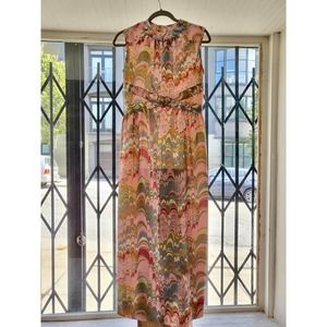 Vintage 70s Pink Psychadelic Maxi Dress